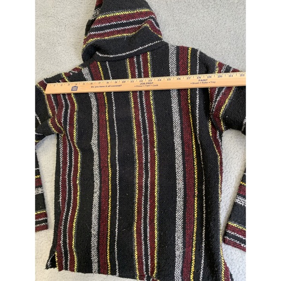 Baja Hoodie Pullover Mens Large Striped Mexican Drug Rug Sweater Hippie Festival - Picture 8 of 13